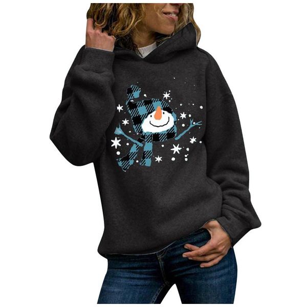 

women's hoodies & sweatshirts blanket fashion casual sweatshirt long sleeve autumn winter pullovers christmas snowman blouses sudadera, Black