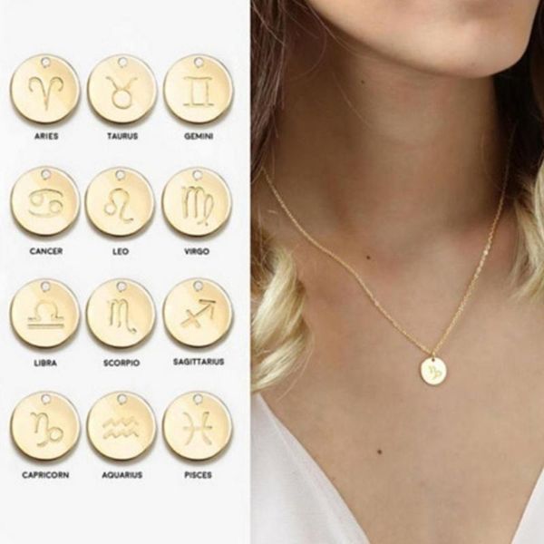 

pendant necklaces zodiac necklace women's constellation celestial keepsake jewelry virgo taurus leo gemini collier bijoux femme, Silver