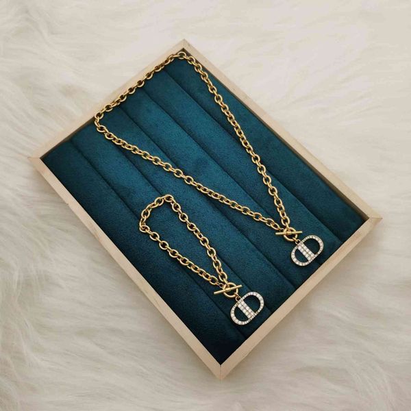 

spring new letter temperament bracelet d diamond simple necklace, Silver