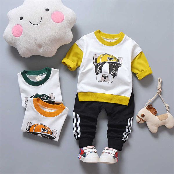 

cotton autumn active casual kid suit children set baby clothing girls boys clothes 210615, White