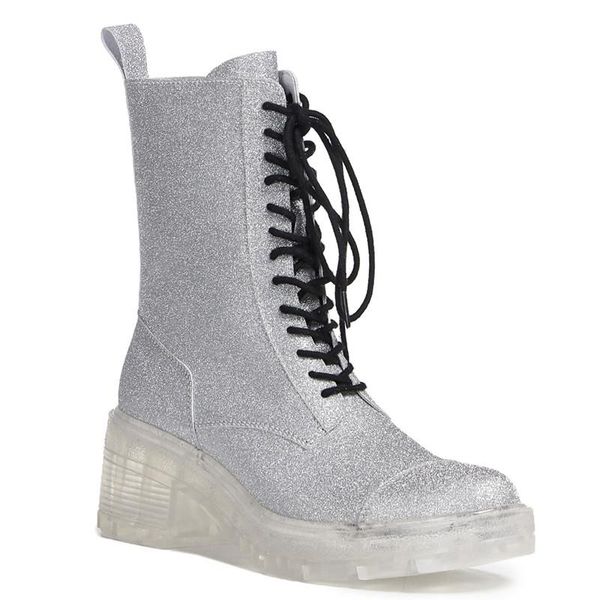 

boots bling women zip female shoes transparent heel flat ankle cross-tied round toe summer real leather, Black