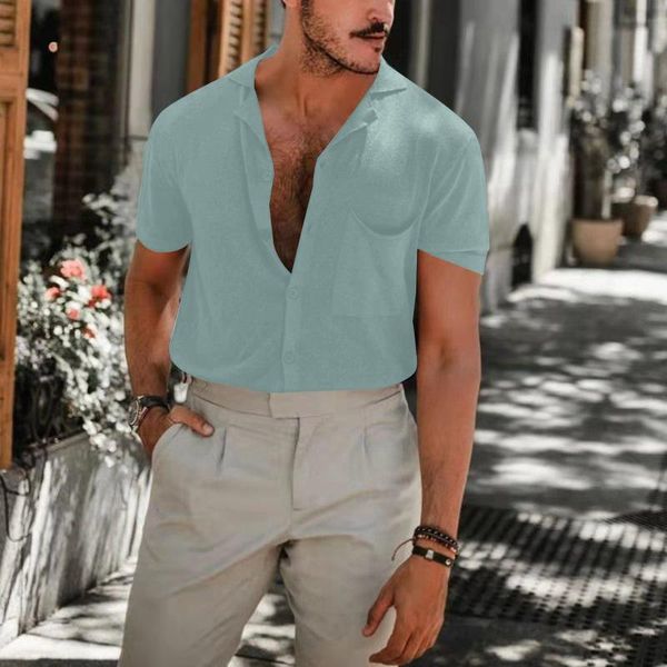 

men's casual shirts 2021 summer cotton linen men shirt v-neck button blouse loose beach short sleeve oversized clothing, White;black