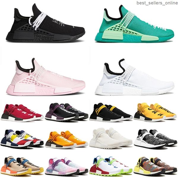 

human race nmd fashion pharrell williams running sports shoes mens womens triple black pink and white nobel ink tennis trainers 36-47