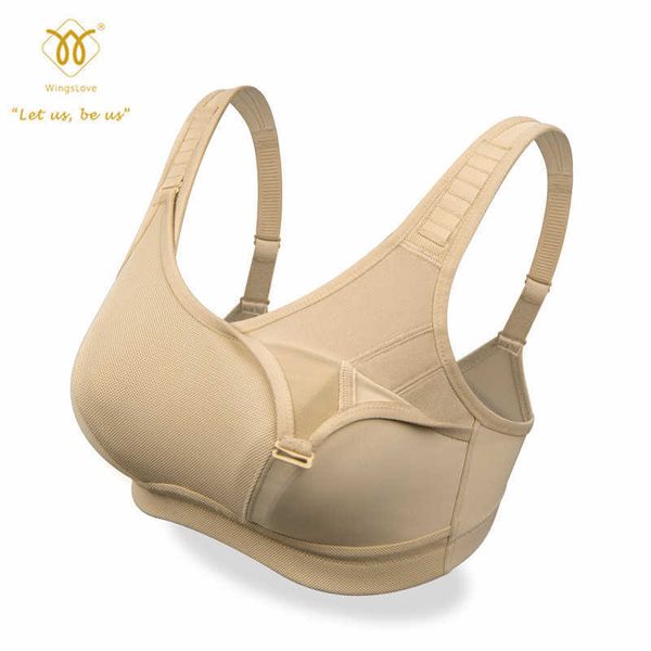 Wingslove Damen Plus Up High Impack Sport-BH Bounce Control Full-Support Top Wirefree Run Fitness Full Coverage Unterwäsche 210623