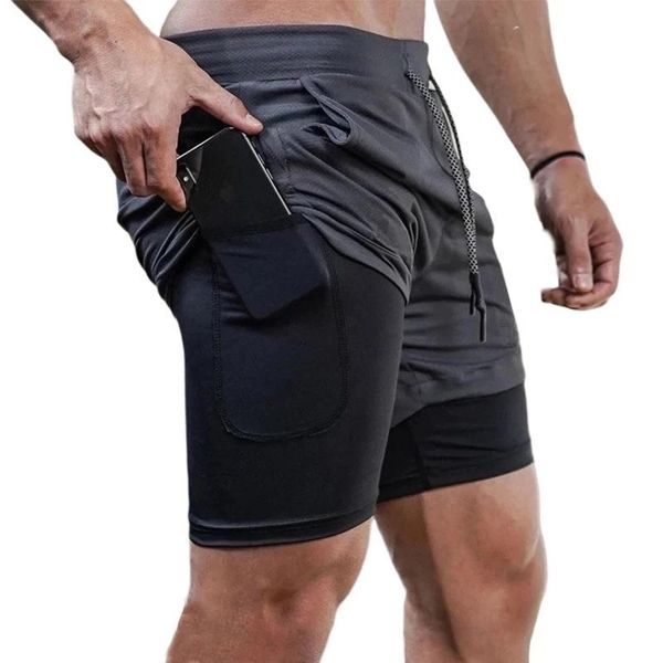 

men's shorts 2021 summer running men 2 in 1 sports jogging fitness training quick dry mens gym sport short pants, White;black
