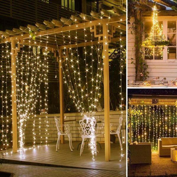 

icicle led curtain holiday christmas year garland fairy string lights 3x1/3x2/3x3/6x3m for home window garden party decor strings