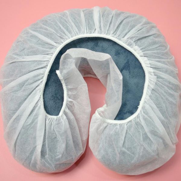 

pillow case 50pcs disposable headrest covers non-woven fabrics u shaped pillowcase for el travel (white)