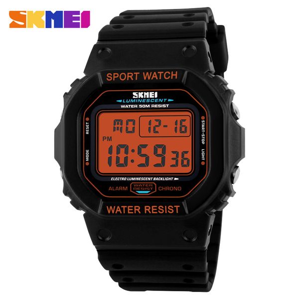 SKMEI Dijital erkek Saatler Chrono Alarm Takvim Spor Bilek İzle 5bar Su Geçirmez Erkek Elektronik Saat Relogio Masculino 1134 X0524