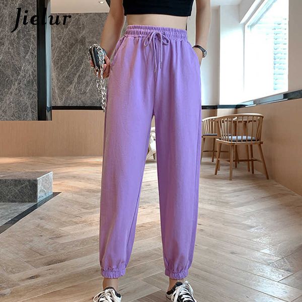 

jielur candy color orange pink gray sports pants female street leisure bf harajuku harem pants s-xl autumn women sweatpants 210706, Black;white