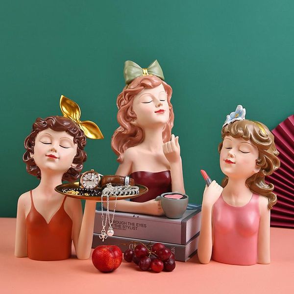 

decorative objects & figurines nordic creative bubble girl ornaments statue mold tray resin home decor key candy desk storage sculpture wedd