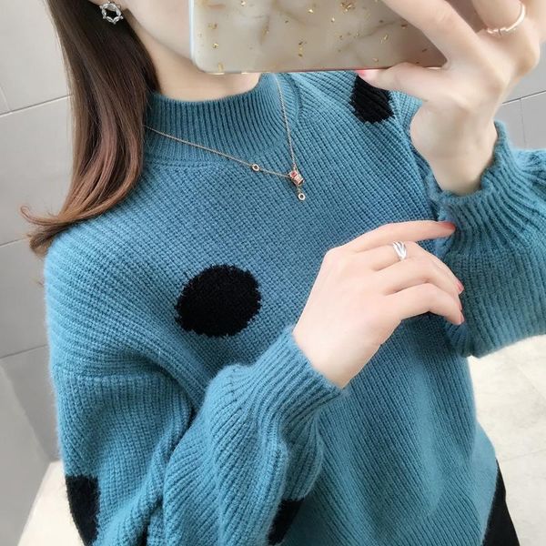 

women's sweaters 473446 real s short wave point half high collar sleeve sweater [58 right, zone f] 2021ag, White;black