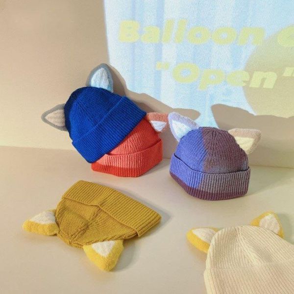 

caps & hats baby winter warm knit hat ear cap children's cute beanie for boys girls kids pography props, Yellow