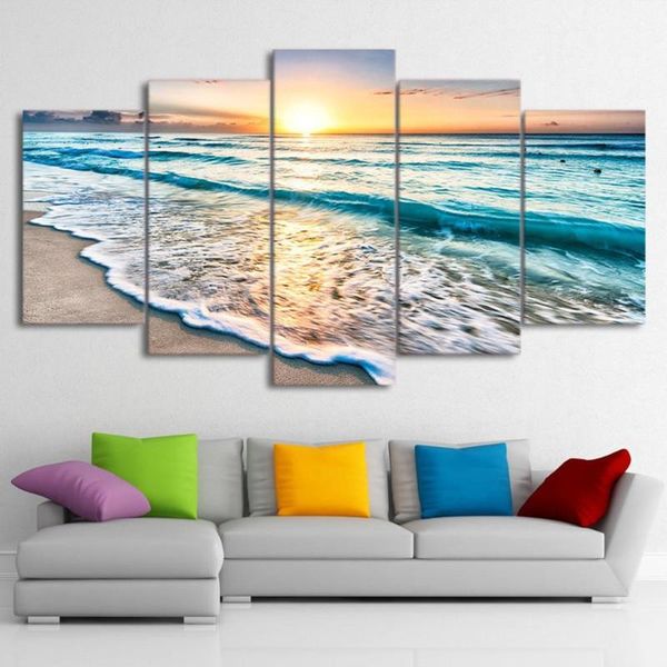 

paintings 5 piece wall art canvas colorful seascape poster customizable modern home decor living room & bedroom decoration