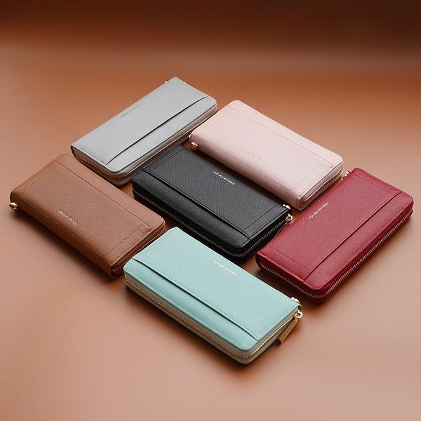 

wallets 2021 fashion women long style multi-functional wallet purse fresh pu leather female clutch card holder, Red;black