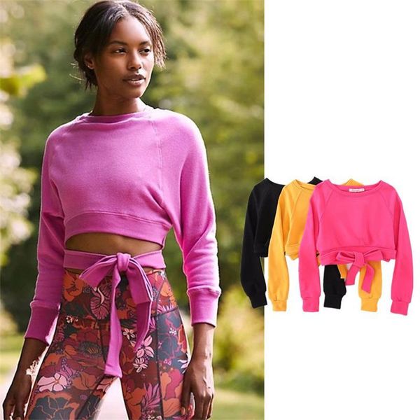 

women's hoodies & sweatshirts hlmfs 2021 women spring autumn blouses shirt for long sleeves bandage crop dance, Black