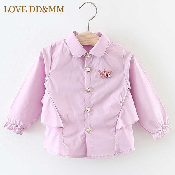 

love dd&mm girls shirt spring burst models children's pure cute chest princess crown casual shirt 210715, White;black