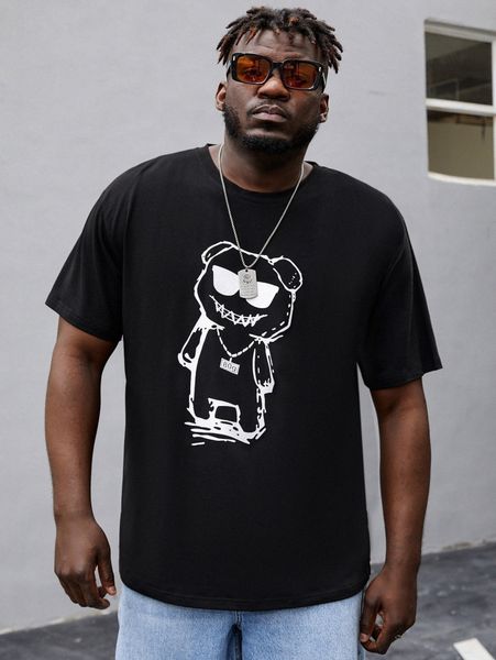 

extended sizes men cartoon graphic tee k9vv#, White;black