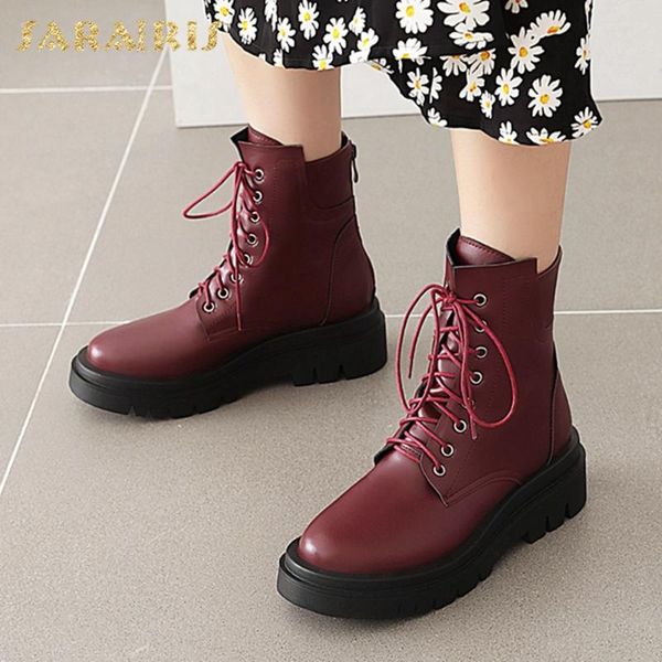 

boots sarairis 2021 lace-up solid chunky heels concise shoes ladies booties cross-tied ins trendy ankle woman, Black