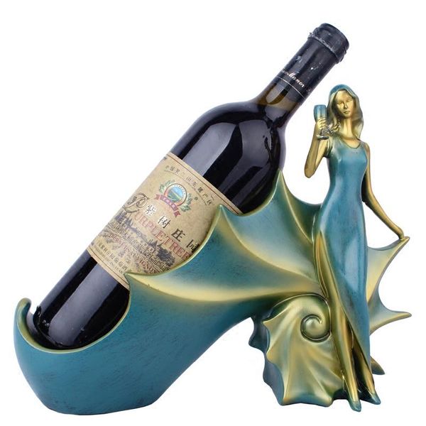 

tablewine racks europe resin blue conch girl rack table craft ornament holder figurine home window cabinet decor accessories gift