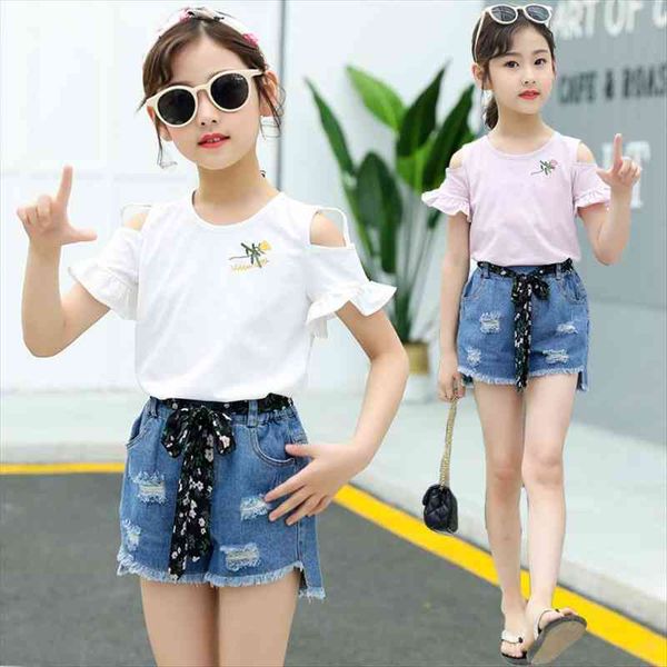 

teenage girls clothing sets summer girls clothes outfit kids clothes for sport suit children 5 6 7 8 9 10, White