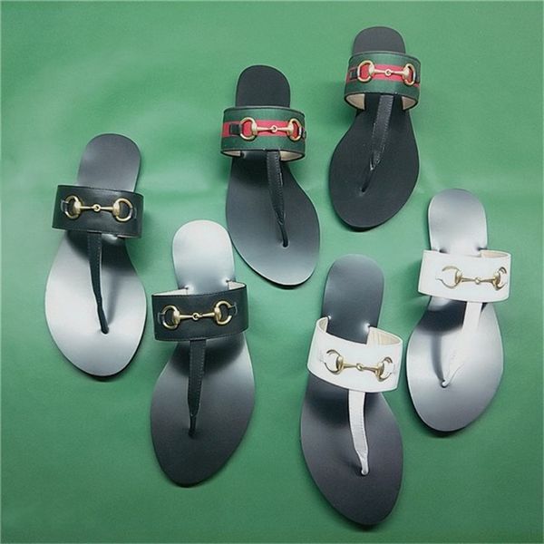 

slipper women's slippers spring and summer 2020 flat bottom clip foot flip metal buckle beach sandalszly, Black