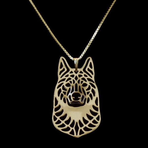 

pendant necklaces women hollow metal pet dog alloy norwegian elkhound drop, Silver