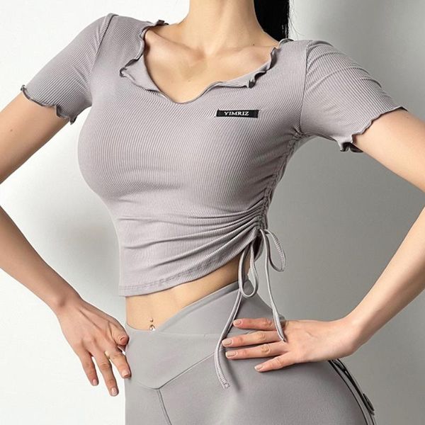 

yoga outfit women's summer t-shirt slim fit sports fitness short sleeve gym shirt sportswear mitaogirl