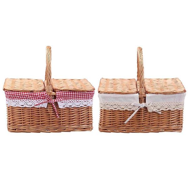 

storage baskets picnic basket practical pastoral style decorative fabric flower for home outdoor