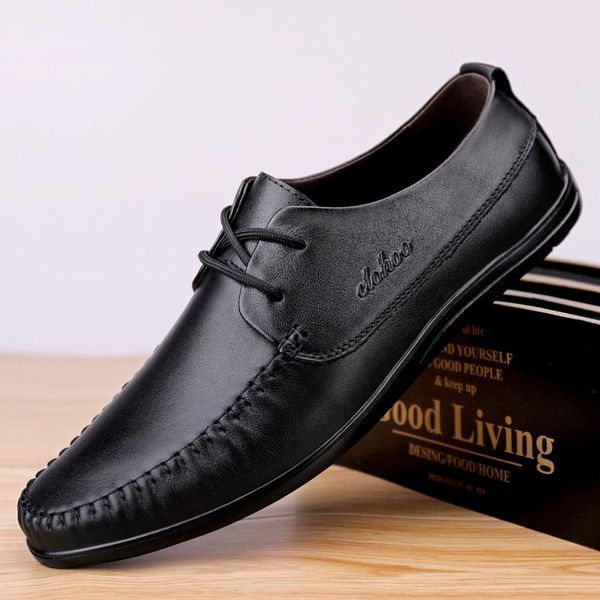 

dress shoes luxury pu leather for men loafer lace up rubber non-slip breathable lightweight wedding dancing solid zapatos para honbre, Black