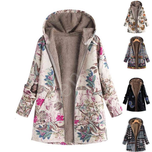

women's hoodies & sweatshirts autumn jacket women female windbreaker leather coat floral print hooded pockets vintage coats herbst jack, Black