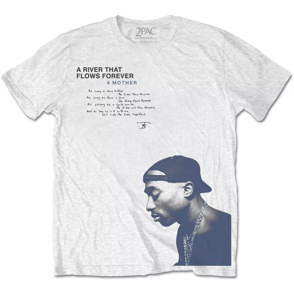 

tupac a river... licensed men t-shirt, White;black
