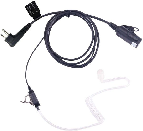 Cuffie a tubo acustico di monitoraggio KS k-storm con microfono, compatibili con radio ricetrasmittente, materiale PU, nero (compatibile con Motorola)