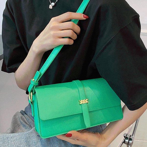 

evening bags women vintage leather handbags square green flap ladies sac fashion crossbody for solid designer shoulder bag