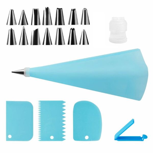 

baking & pastry tools 20pcs/set frosting kit cake decorating icing bag scraper color random tong nozzle set kitchen tool accessories