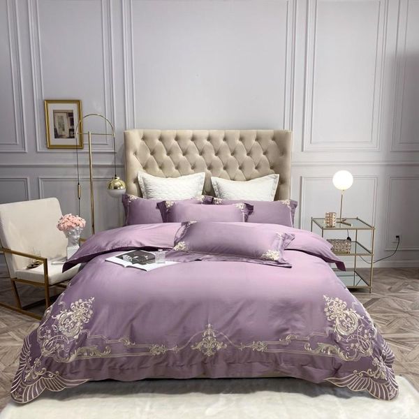 

bedding sets luxury exquisite embroidery 600tc egyptian cotton soft duvet  pillowcase linen bed sheet king set cover fitted size