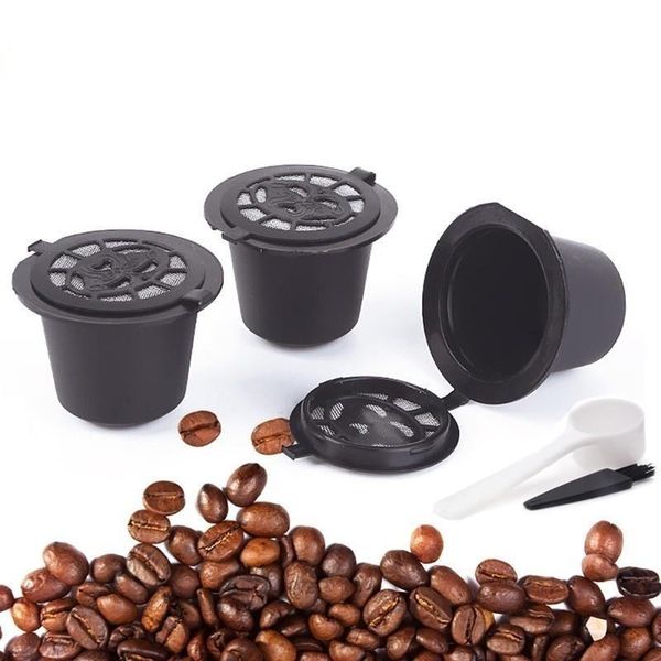 

coffee filters 4pcs refillable reusable reutilisable cups spoon brush