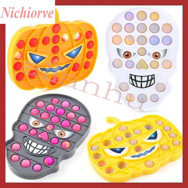 

halloween pumpkin anti stress bubbles skull fidget toys push party funny kids board jigsaw puzzle decompression toy pandent xc299