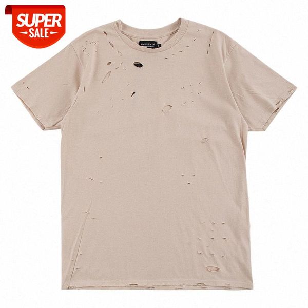 

skyalan cotton beggar frayed men's short-sleeved t-shirt guangzhou men #id0d, White;black