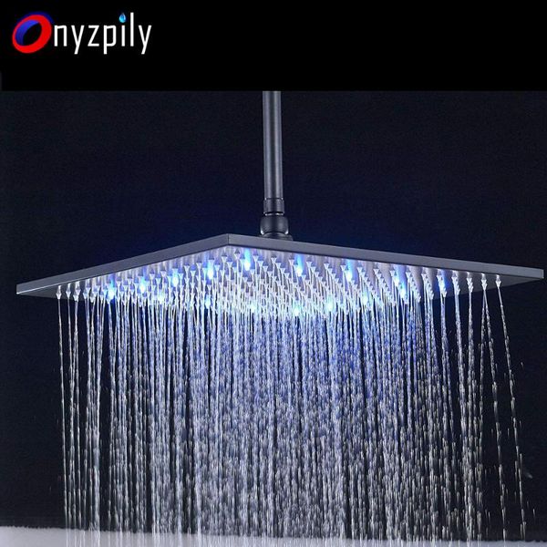 

bathroom shower heads led head 16 inch square oil rubbed bronze black replacement rainfall wall mounted or ceiling