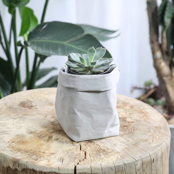 

storage bags washable plants flowerpot bag children room sundries organizer pouch succulents kraft paper flower pot gift