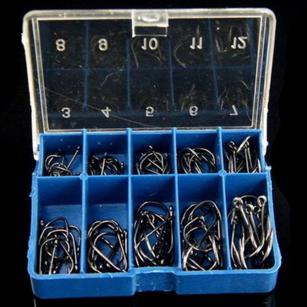 

fishing hooks 100pc/boxed with hole barb hook 2-12 high carbon steel squid tool