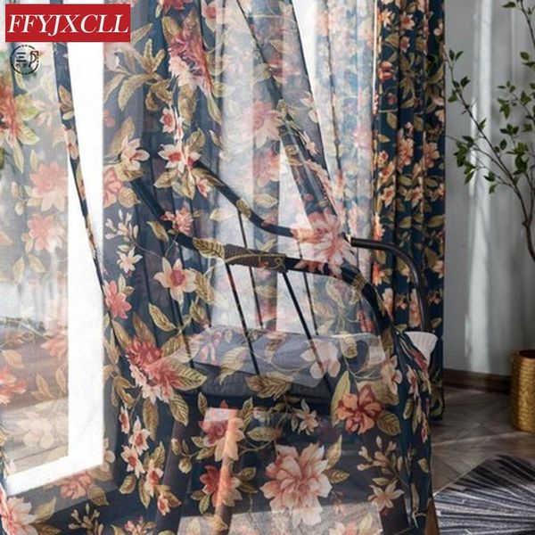 

curtain & drapes modern curtains for living dining bedroom american pastoral garden polyester-cotton printed blackout