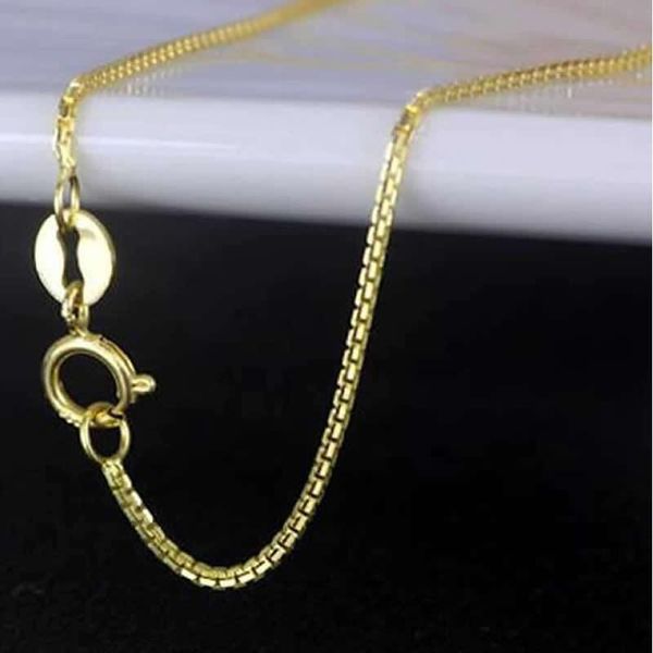 

chains pure 18k yellow gold necklace women big box link chain au750 p6251, Silver