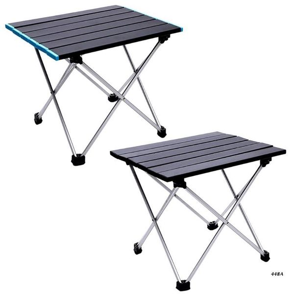 

camp furniture 448a folding table portable camping aluminum collapsible ultralight compact with carry bag outdoor black/blue