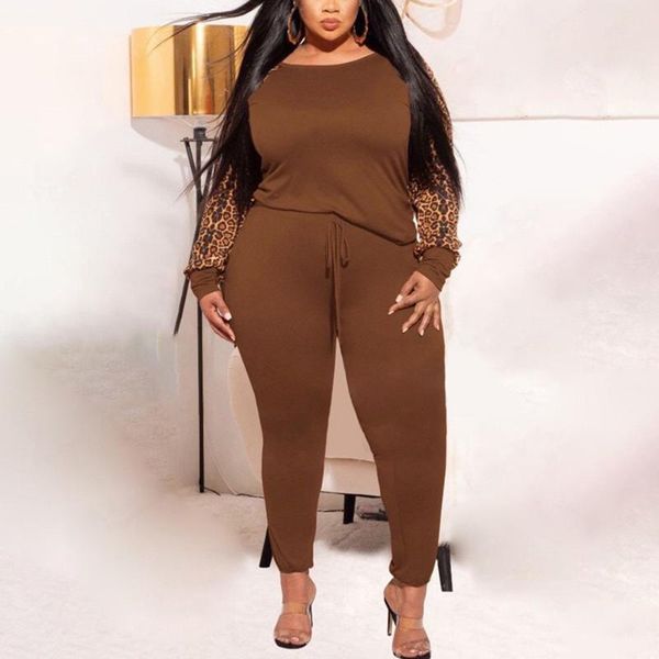 

women's two piece pants 2 pieces sets womens outfits plus size 4xl 5xl crop & pant leopard sleeve patchwork causal fashion daily w, White