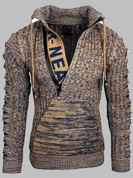 

Men's Fashion Sweaters Autumn and Winter 2021 Loose Fitting Stand Collar Pullover Trend Dl471, White