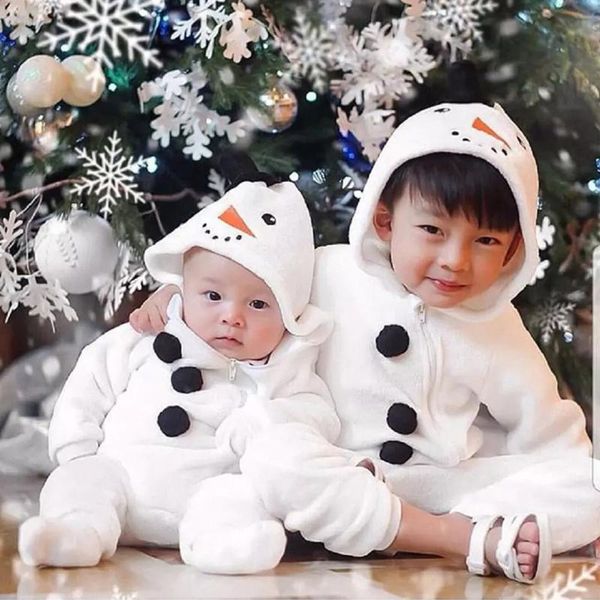 

jumpsuits 0-3years toddler born kid baby boys girls christmas rompers snowman plush long sleeve jumpsuit warm autumn winter costumes, Blue