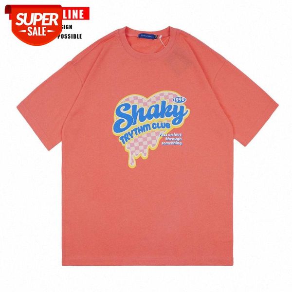 

love trend short-sleeved t-shirt japanese hip-hop tide brand casual loose round neck couple half-sleeved male ins #l25v, White;black