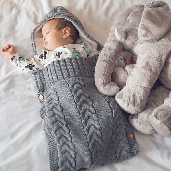 

born winter thicken warm swaddle infant knitted anti-kick sleeping bag baby autumn envelope plus velvet bags