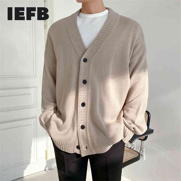 

iefb korean single breasted v collar kintted cardigan sweater men's outerwear trendy handsome mens knitwear spring autumn 9y4499 210818, White;black